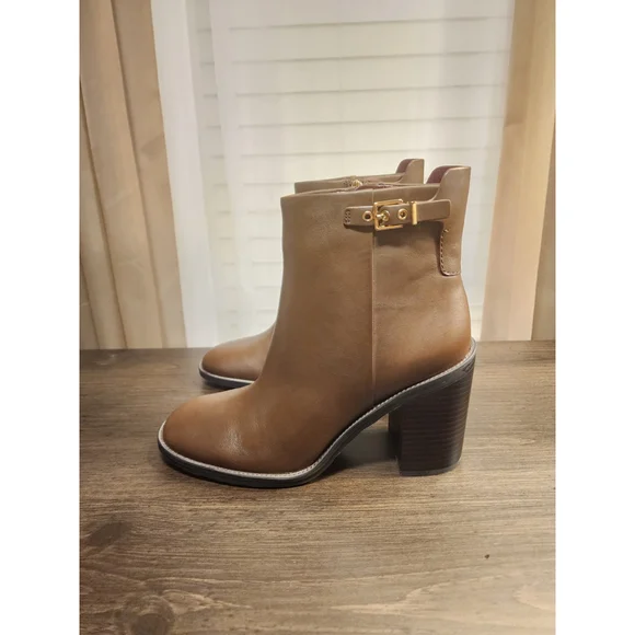 Franco Sarto Rivet LEATHER Buckle Ridding Boots Booties SZ 9.5 M Umber Brown - Picture 8 of 16